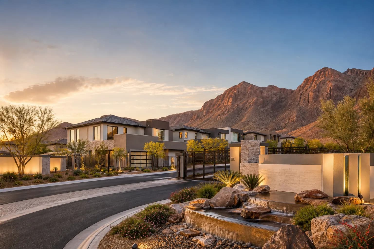 Gated Cloudbreak Ridge new homes in La Madre Peaks, Summerlin West, at the base of the La Madre Mountains