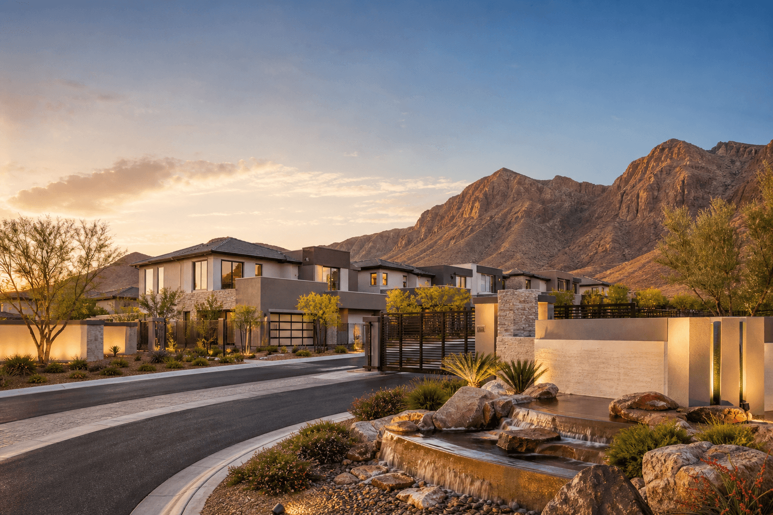 Gated Cloudbreak Ridge new homes in La Madre Peaks, Summerlin West, at the base of the La Madre Mountains